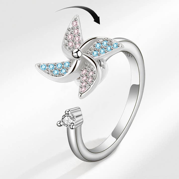 Windmill Anxiety Fidget Spinner Ring in Solid Copper for wholesale by Perimade & Co. LLC