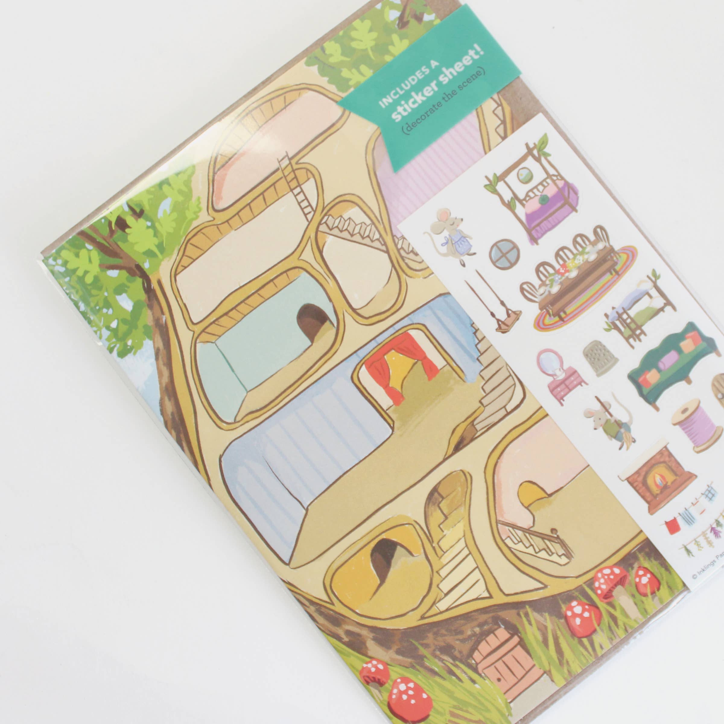 Inklings Paperie - Wholesale Everyday Greeting Card - Sticker Scene Card - Mouse House6