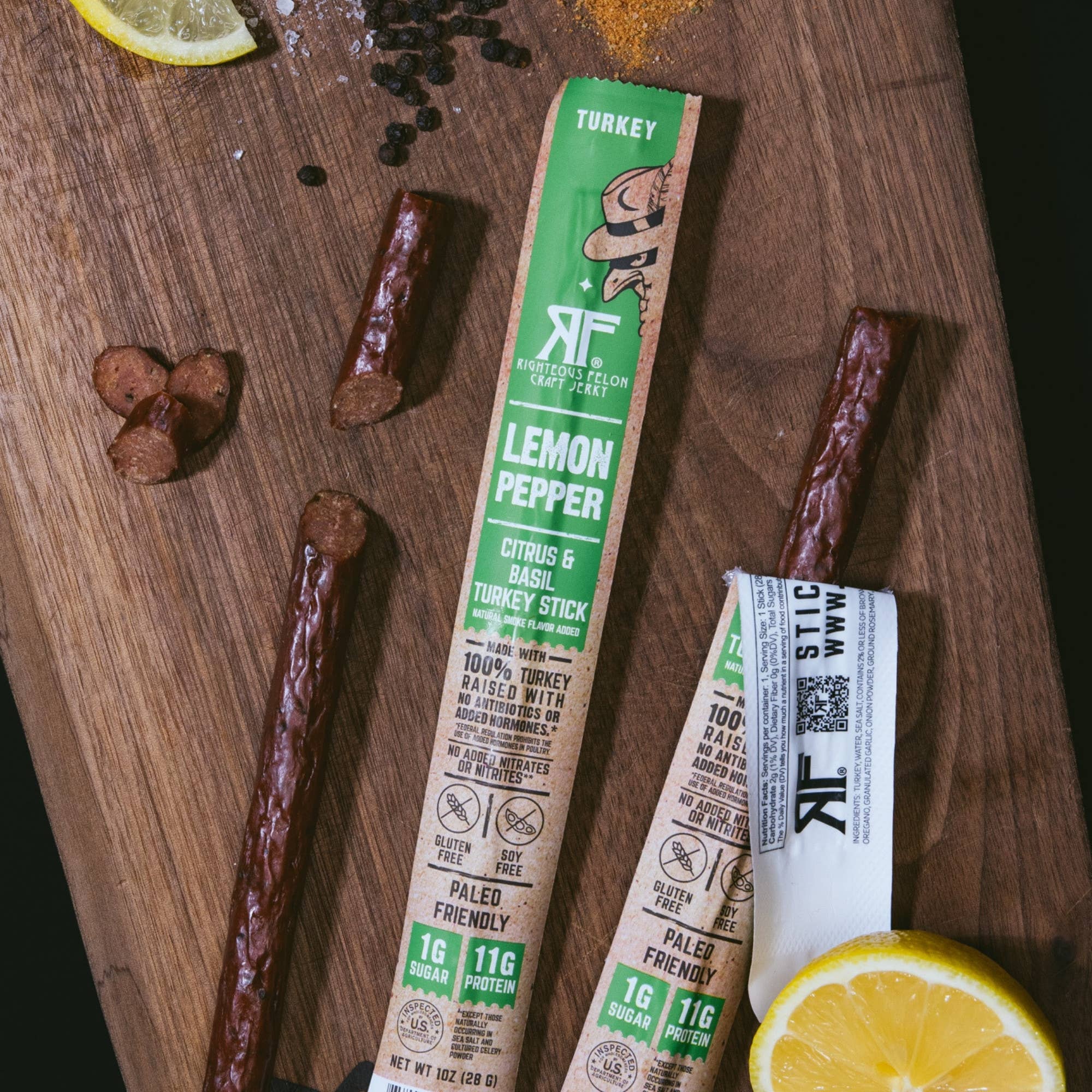 Righteous Felon Craft Jerky - Wholesale Jerky - Lemon Pepper Turkey Stick - 24 Pack4