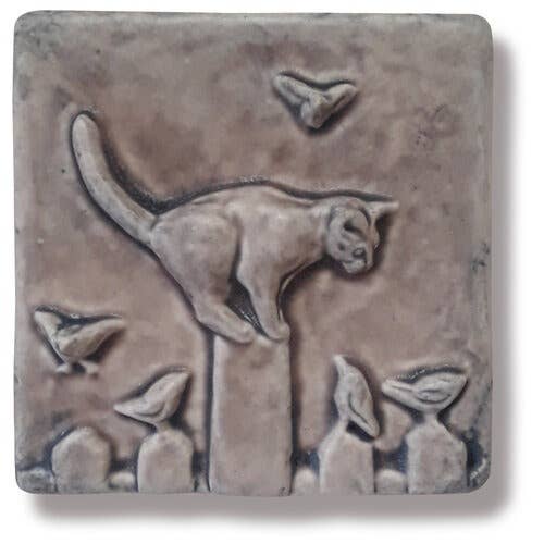Whistling Frog Tile Inc. – Großhandel Wandfliesen – Kunstfliese „Katze auf Zaun“, ideal als Geschenk für Katzen, Purr Meow7