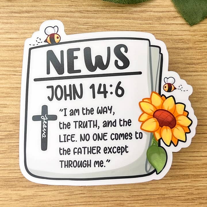 News John 14:6 Bible Verse Sticker for wholesale by MaeMunchiesCo