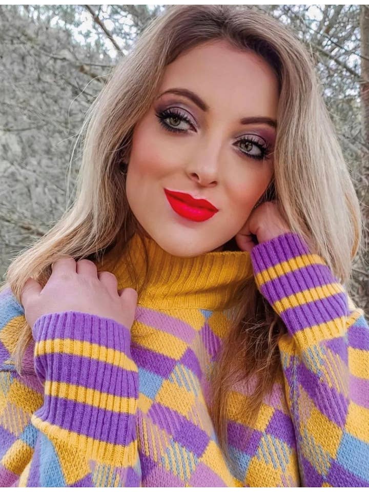 FEMINAE COSMETICS SRL - Wholesale Knit Sweater - Women's - Brunella Gori Women's Rhombus Pullover Sweater, 100% Wool RWS4