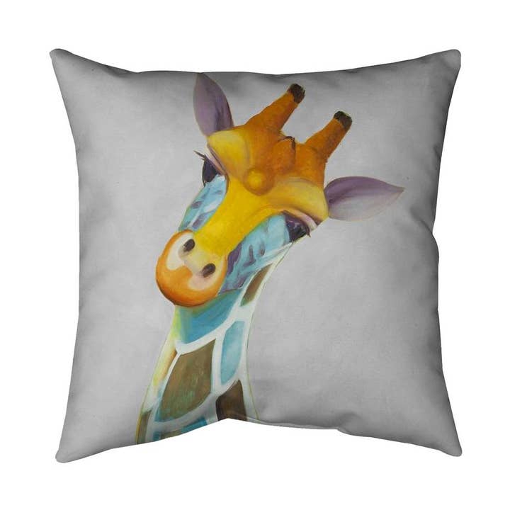 Colorful giraffe | Indoor pillow cover 26" x 26" for wholesale by BEGIN HOME DECOR