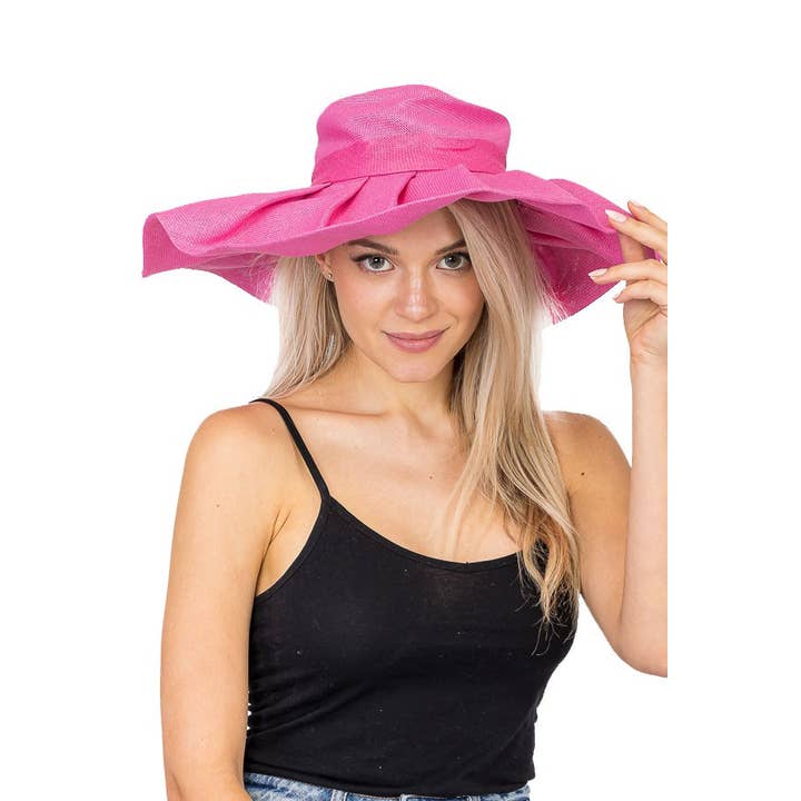 Cap Zone - Vente Chapeau de paille – femme - Chapeau de soleil Derby à volants et nœud excentrique