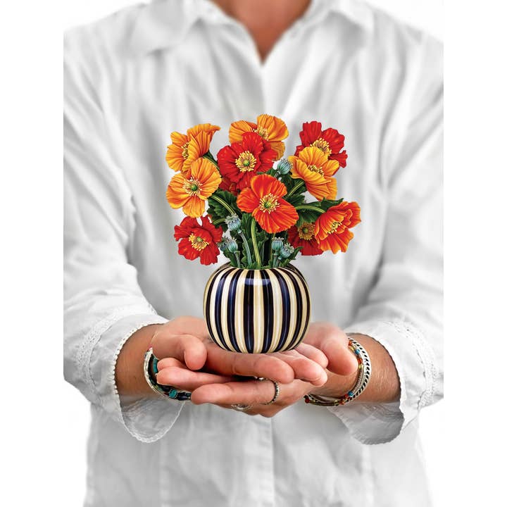 FreshCut Paper LLC - Wholesale Everyday greeting card - Mini French Poppies (10 Pop-up Greeting Cards)