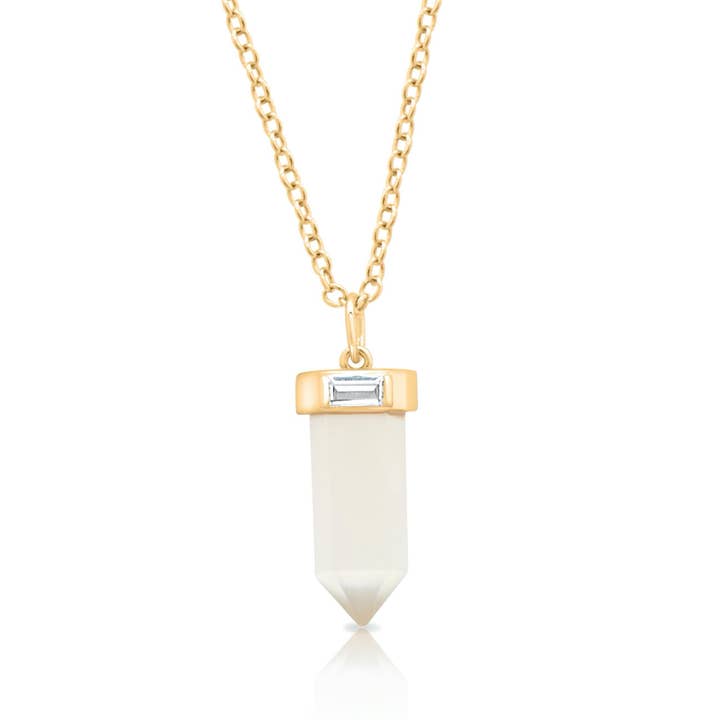 Stardust Crystal Pendant - White Cat's Eye for wholesale by Elizabeth Stone Jewelry