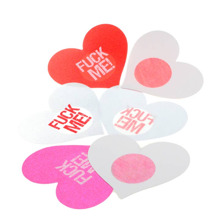 Pasties « Fuck Me » en forme de cœur - Assortiment de 5 paires pour la vente par Plesur Body Products