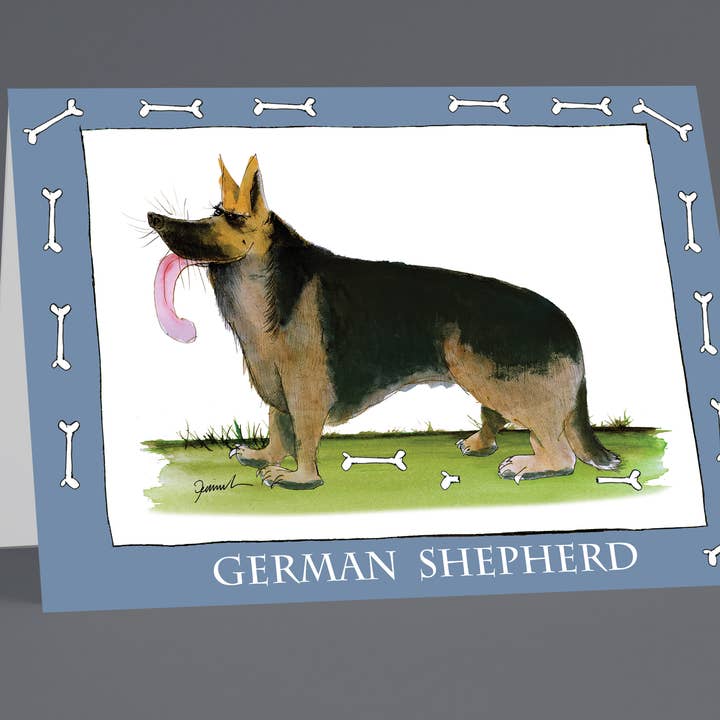 German Shepherd greeting cards (pack of 6) for wholesale by Tony Fernandes Design