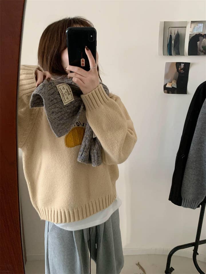 Marayn - Wholesale Knitted jumper – Women′s - Cute Korean Style Cartoon Letter Knit Sweater17