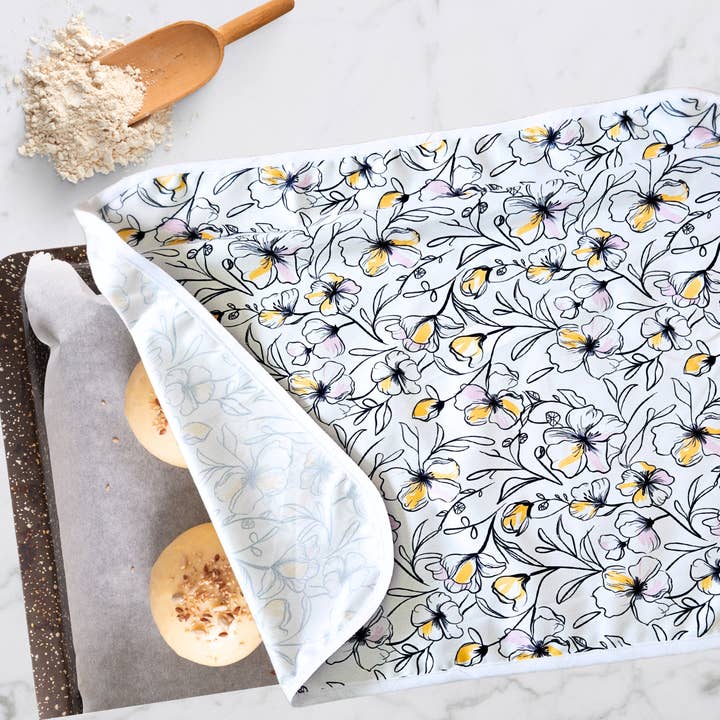 Inked Floral Reusable Cookie Sheet Pan Proofing Cover for wholesale by Summit Sourdough