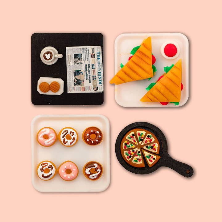 Zwende – wholesale Magnet – Miniatyr populära rätter lera kylmagneter - uppsättning av 4