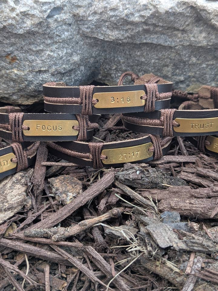Faith Forged Leather Wrap Bracelet for wholesale by Grain of Rice Project