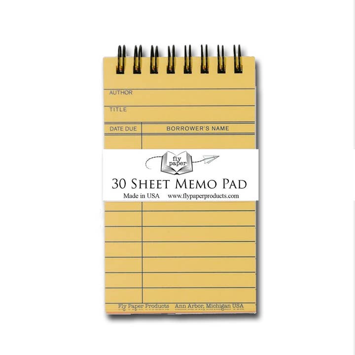 Fly Paper Products - Wholesale Notepad - Vintage Nostalgia Library Card Memo Pad Top Item!