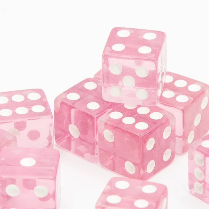 Tabletop Dominion Limited - Wholesale Dice - Transparent D6 Dice | Pink | Square Edge | RPG | 12 Pack1