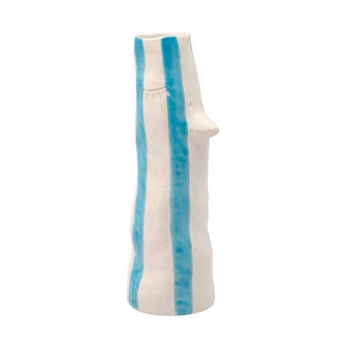 Villa - Vase beak & eyelashes Whimsy 34cm Blue Stoneware for wholesale by Forma House