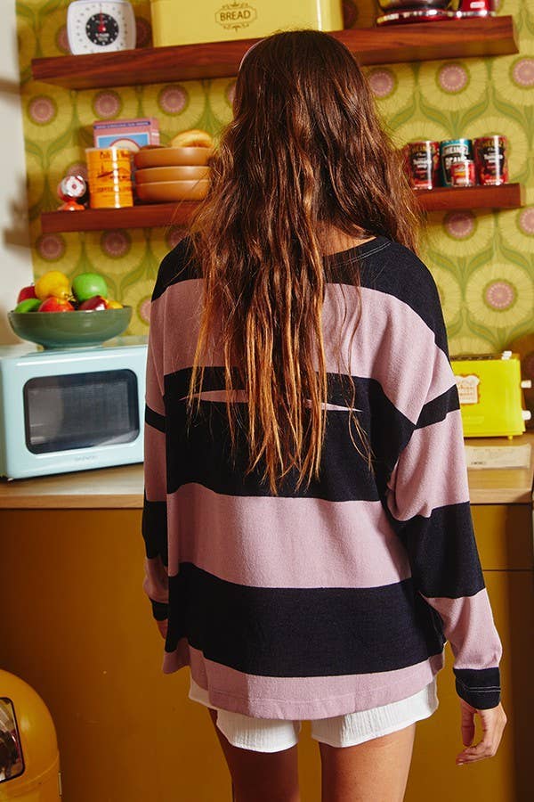 BORDEAUX/MOKA SALDI OUTLET T1589 Top a blocchi di colore con stampa numero 22 in vendita all'ingrosso su Faire7