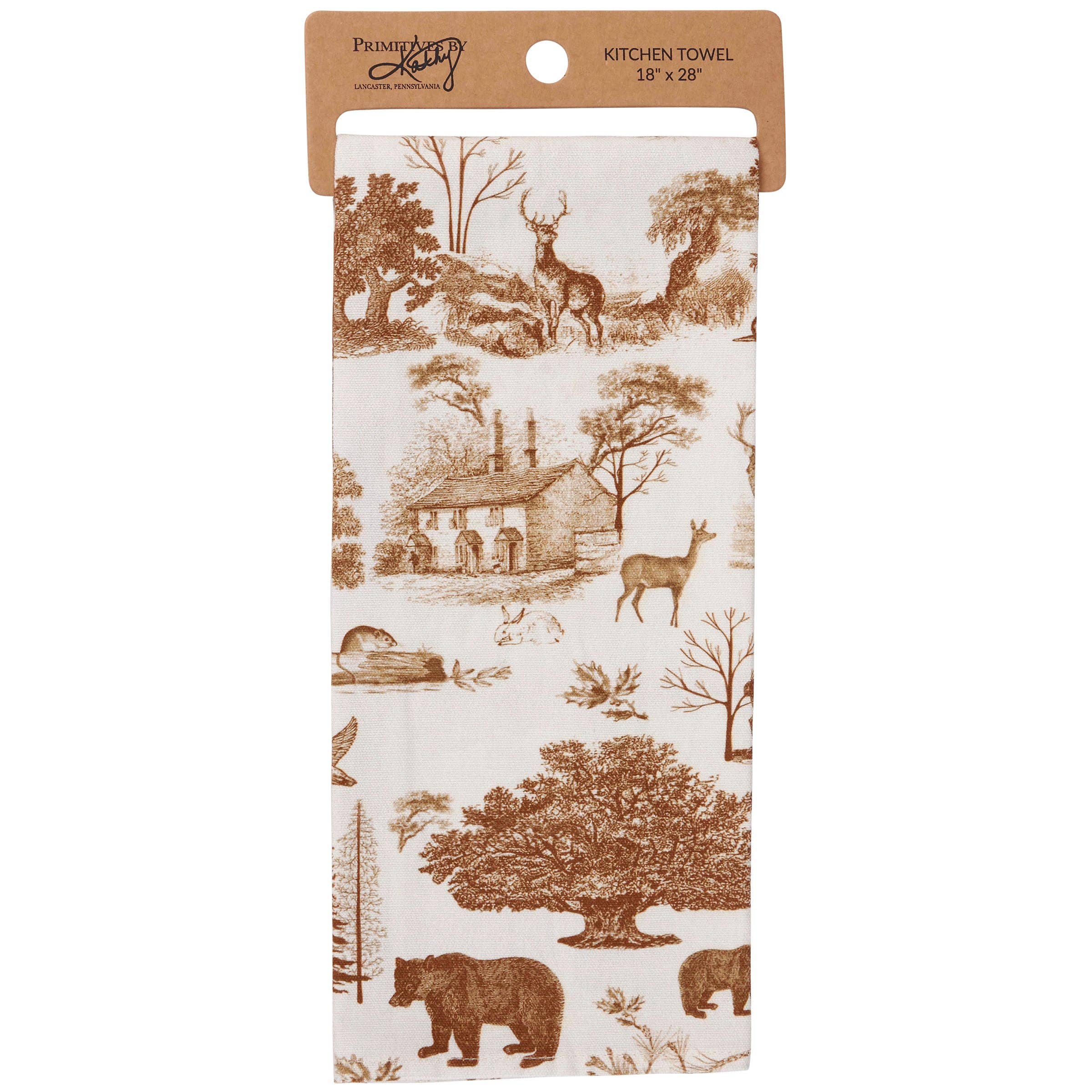 Primitives by Kathy - Wholesale Tea Towel - Cabin Toile Kitchen Towel2