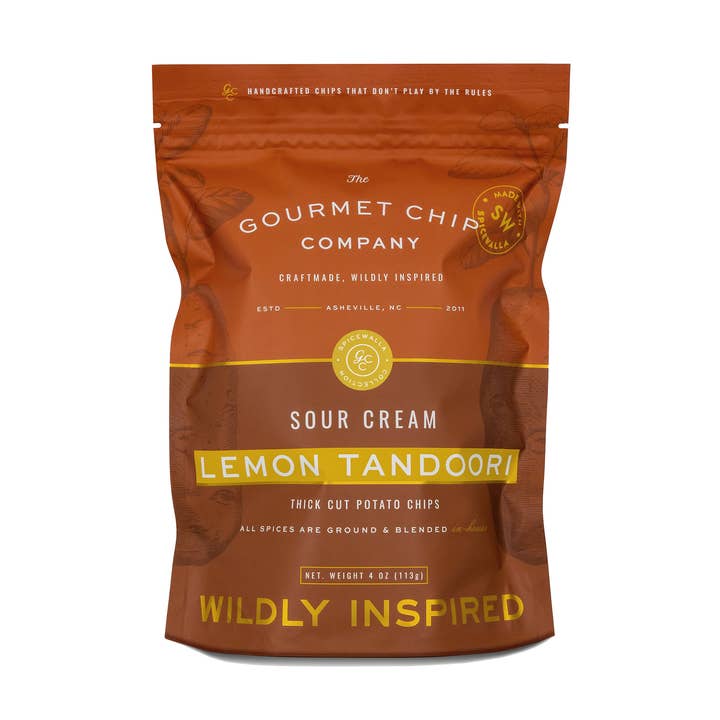 Sour Cream Lemon Tandoori Thick Cut Potato Chips - Case of 12 for wholesale by The Gourmet Chip Company