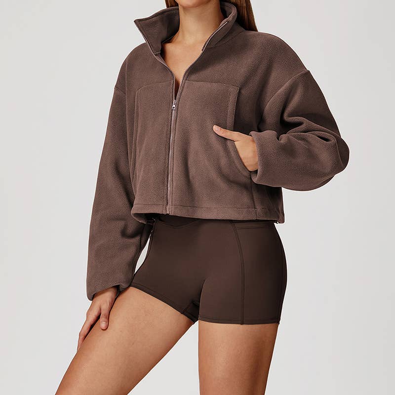 WONDERXFANS – Casaco de desporto - Mulher por atacado – Casaco polar de gola alta à prova de vento8