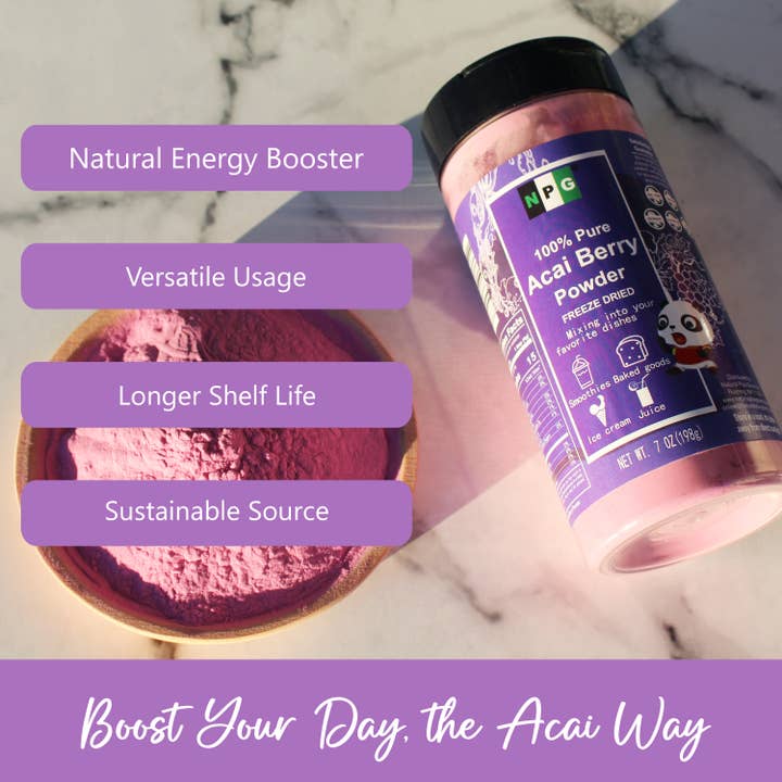 Natural Plus Green - Wholesale Protein/Superfood Powder - NPG Freeze Dried 100% Pure Acai Berry Powder 7 Oz3