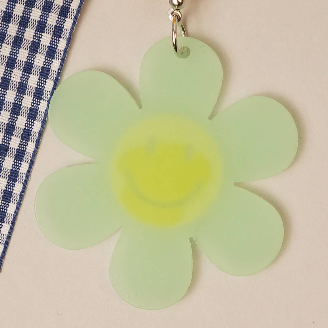 Fashion City – Porta-chaves - Mulher por atacado – Bolsa de Chaveiro Happy Face Flower xadrez com Arco Charme6