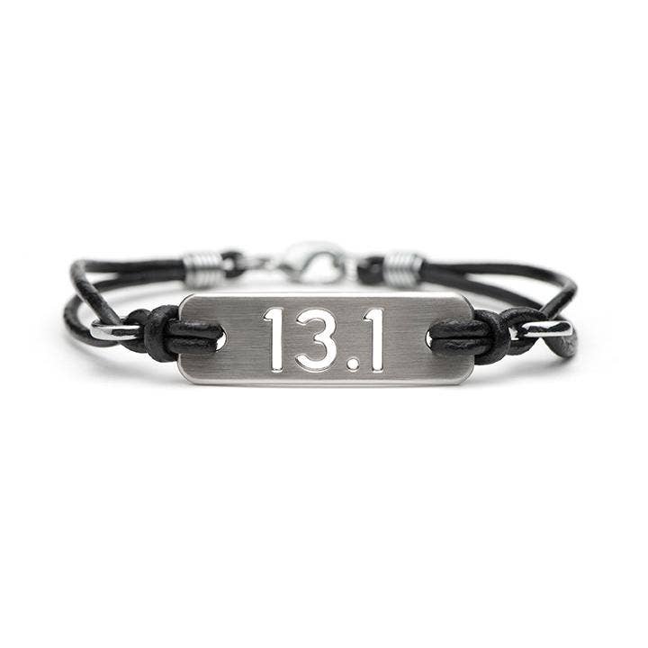 ATHLETE INSPIRED, Inc. - Wholesale Charm/Dangle Bracelet - 13.1 Half Marathon Running Bracelet - Black or Pink Leather0