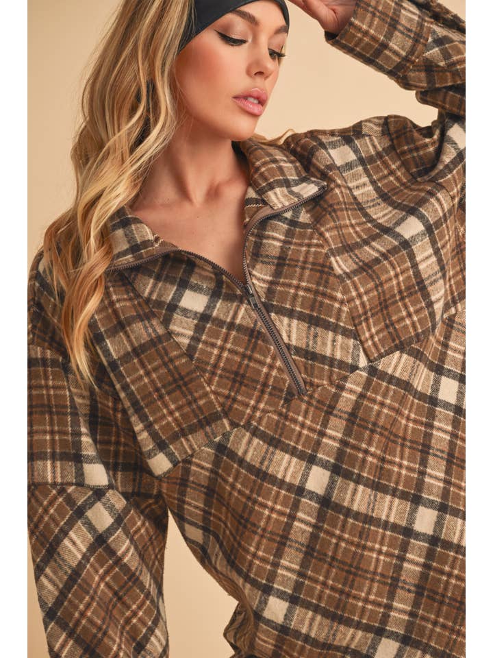 AEMI + CO - Wholesale Knit Top - Women's - 8421EK Mya Plaid Pullover9