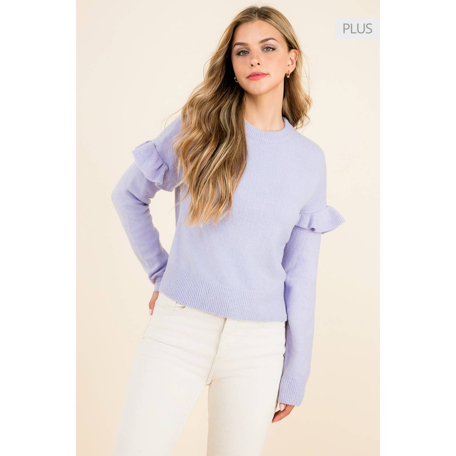 LILAC /Size XL/ Ruffle Sleeve Sweater for wholesale on Faire9