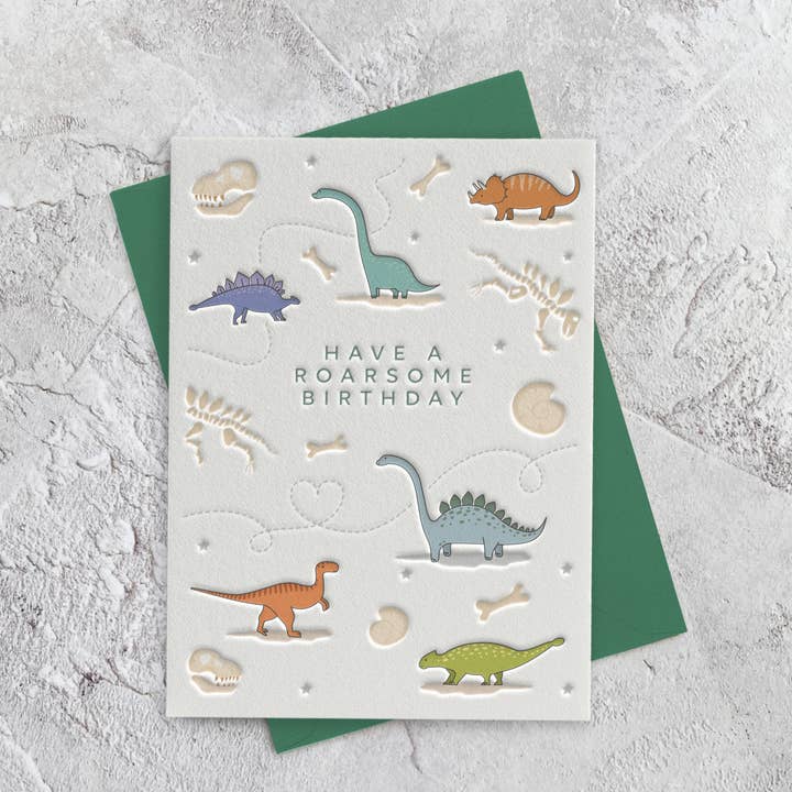 Dinosaurs Birthday Letterpress Style Card and other Purchase Wholesale dinosaur card. Free Returns & Net 60 Terms on Faire trending on Faire.