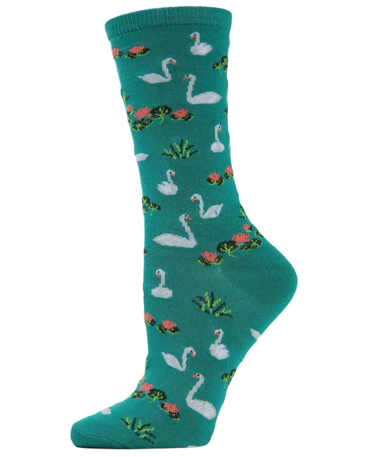 Infinity Classics International Inc. - Venta al por mayor Calcetines - Mujer - Calcetines MeMoi Swans on a Lake Bamboo Crew3