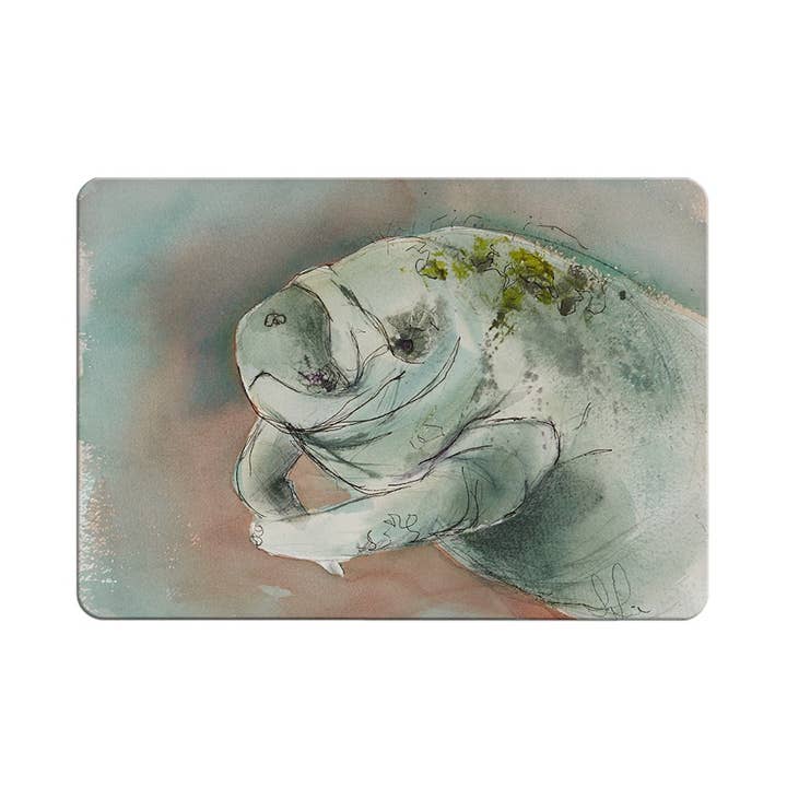 Planche à découper lamantins pour la vente par Liz Lind Editions