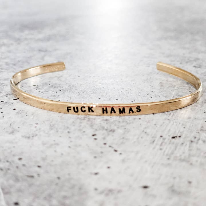 Salt and Sparkle - Wholesale Manchet-armband - Fuck Hamas verstelbare armband met dunne manchetten