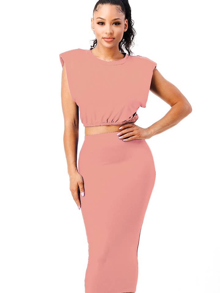 TWO PIECE TOP AND SKIRT SET for wholesale by SJL Apparel