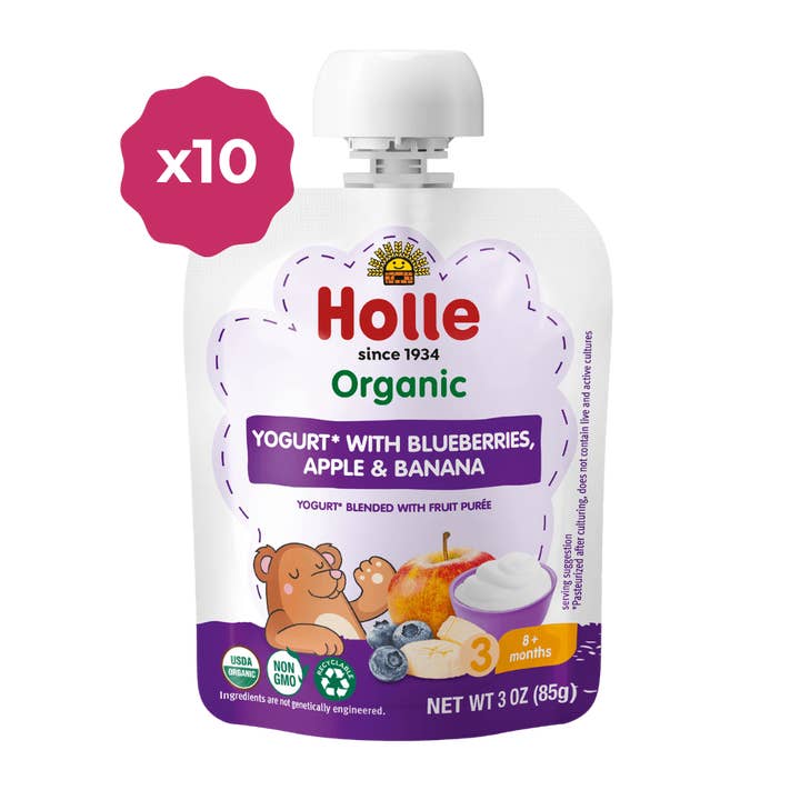 Holle Organic Yogurt Pouches: Blueberries, Apple, Banana for wholesale by Holle USA
