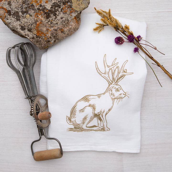 Jackalope Kitchen Tea Towel | Flour Sack | USA Made for wholesale by Counter Couture