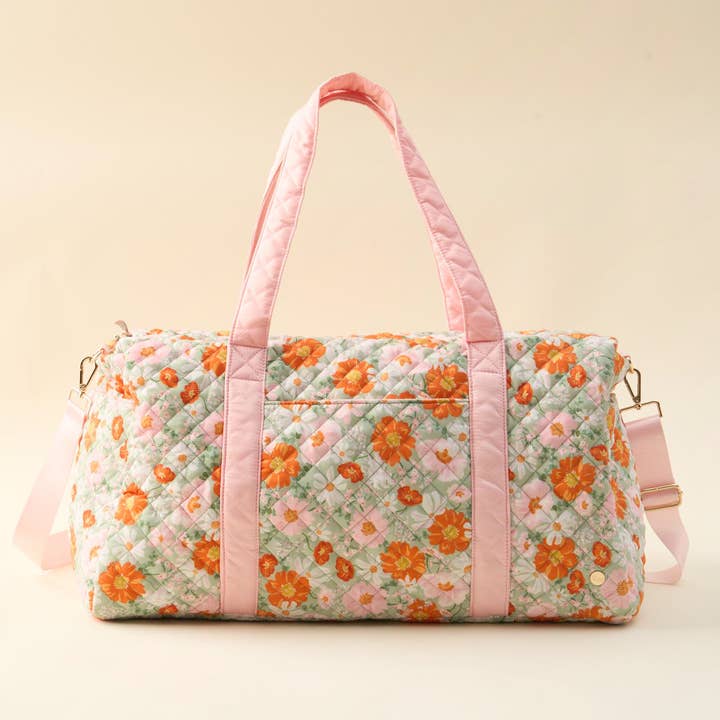 On-the-Go Quilted Weekender Bag-Bouquet Beauty Sage for wholesale by The Darling Effect