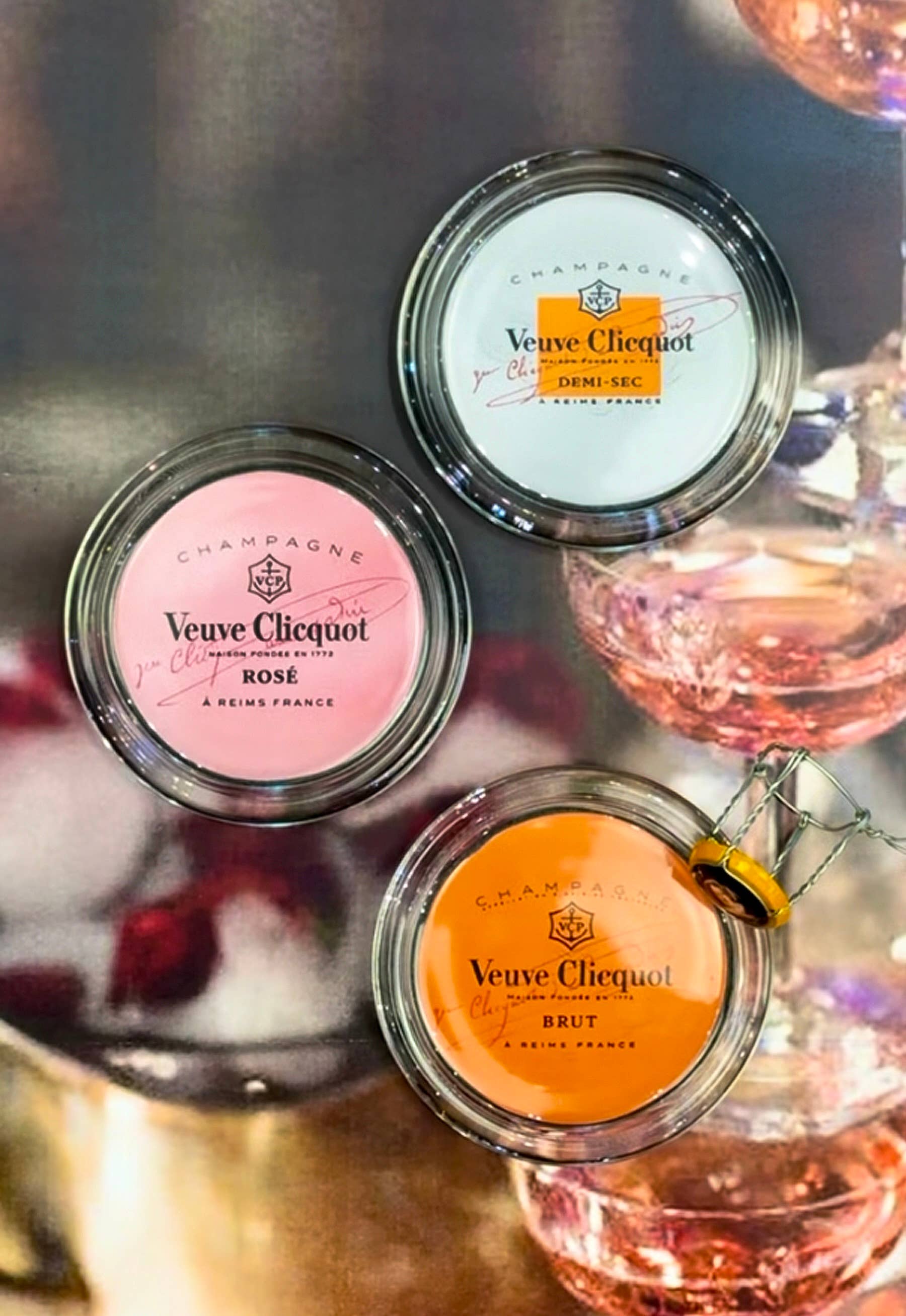 Ben's Garden - Wholesale Coasters - Veuve Clicquot Rose 4" Round Glass Coaster1