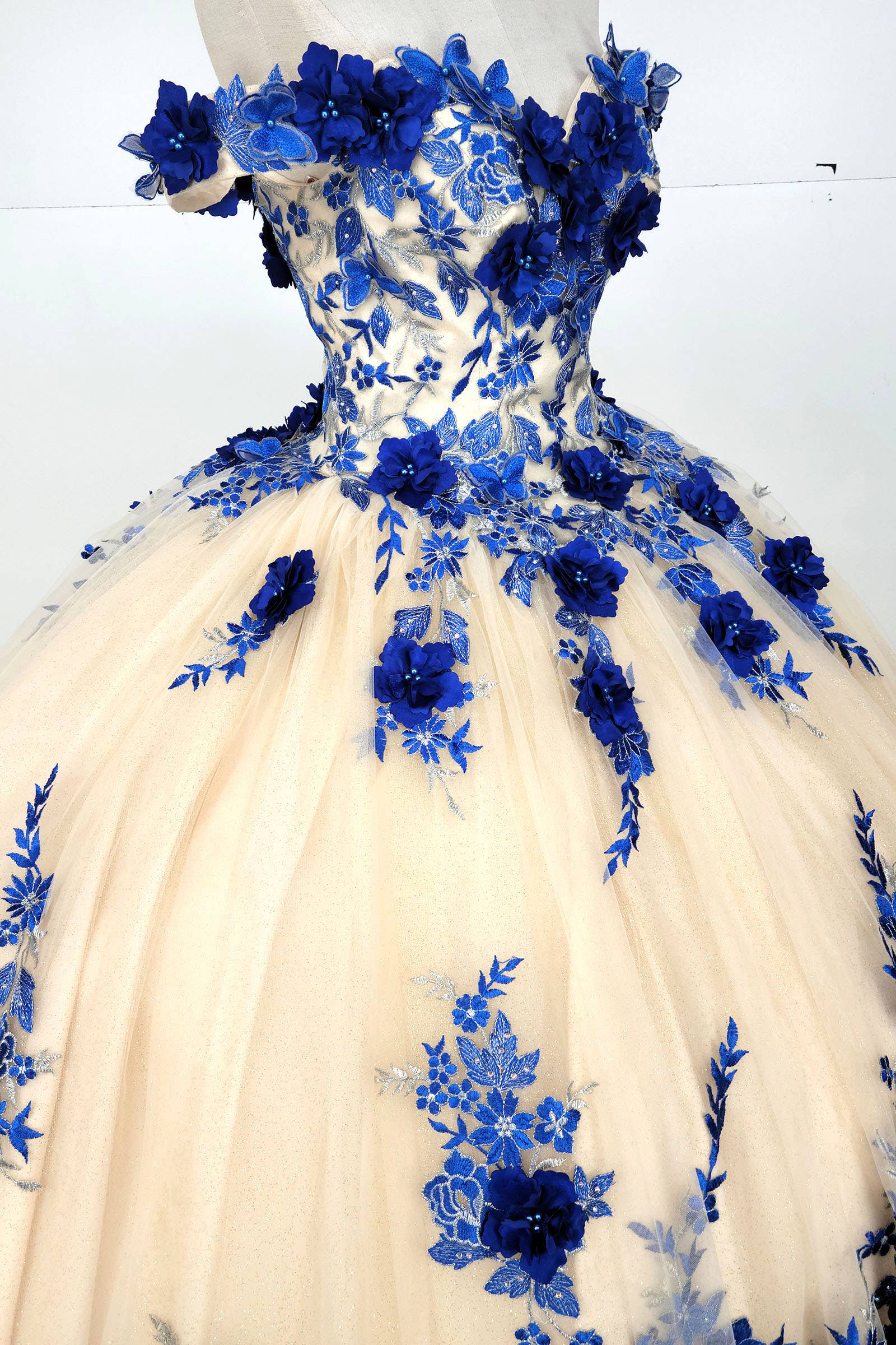 Chicas - Wholesale Dress - Women's - Off the Shoulder Nude Quinceanera Dress CHF311114