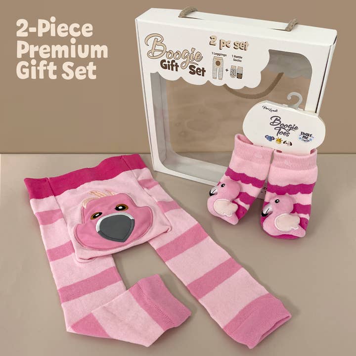 Flamingo 2-Pc Boogie Toes & Tight Baby Gift Set, Up to 18 months for wholesale by Boogie Toes