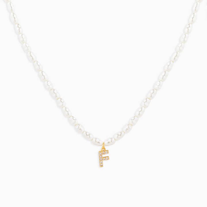 Sessori - Wholesale Pendant/Charm Necklace - CZ Pave Letter Pendant Acrylic Pearl Necklace6