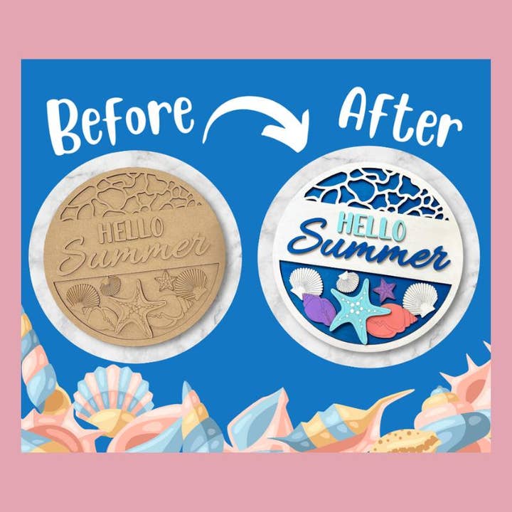 Denton Cove - Wholesale DIY Craft Kit - Hello Summer Seashells DIY Craft Kit1