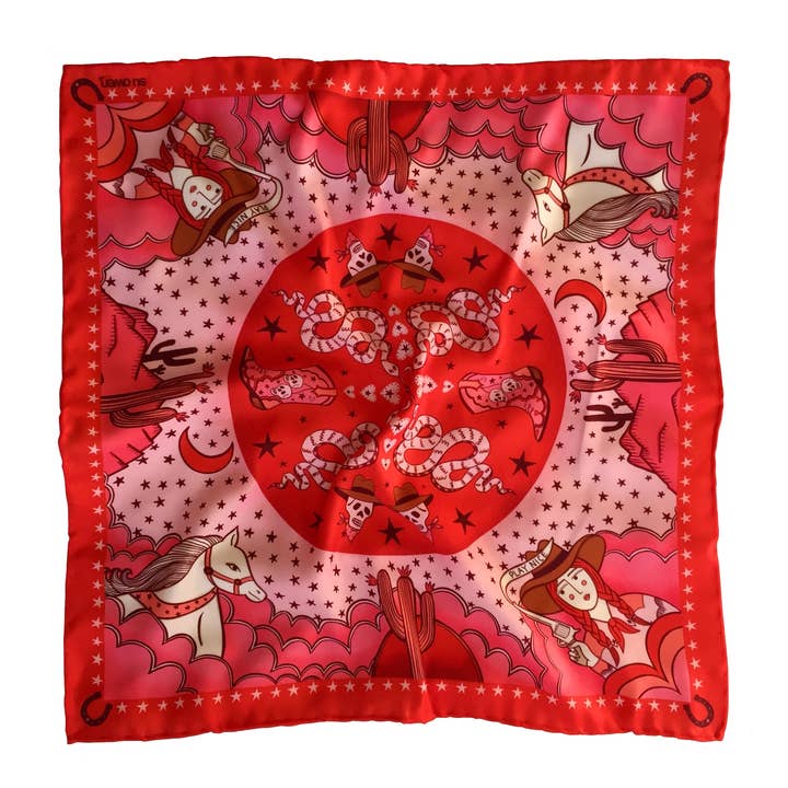 Su Owen - Wholesale Scarf - Unisex - Cowgirl Unisex Eco Pocket Square/Neckerchief