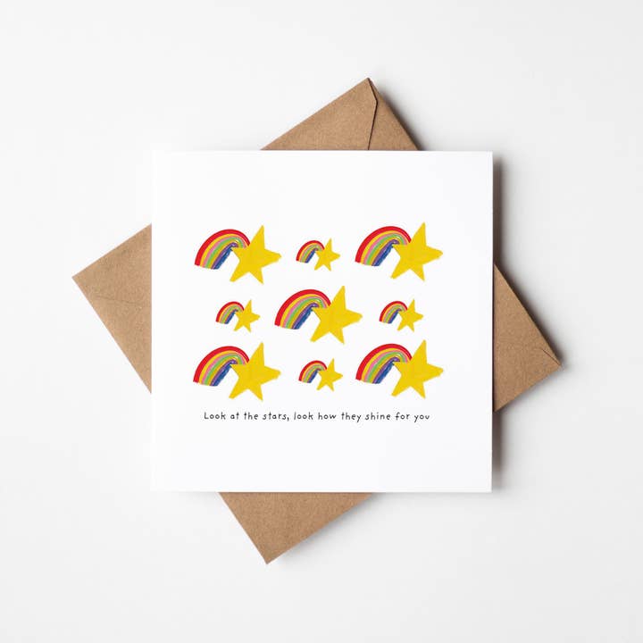 Look at the Stars - Rainbow & Stars Inspirational Card for wholesale by Richard Darani