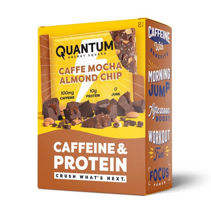 Caffe Mocha Almond Chip, Caffeine & Protein Bar for wholesale by Quantum Energy Square