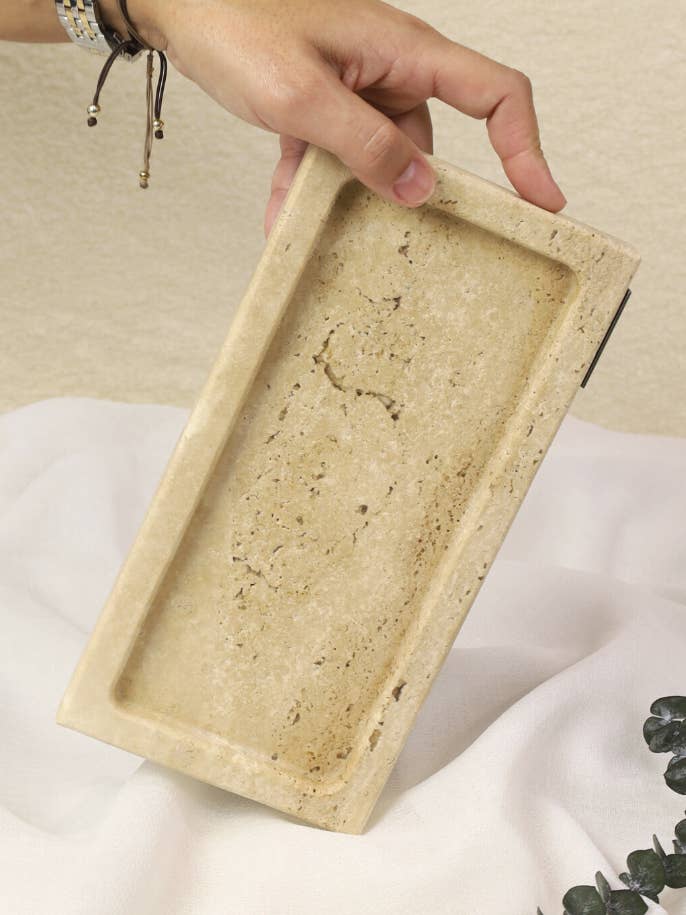 Decorative Tray - PAPA ALANA - Travertine | Handmade for wholesale by PIETRA DI CASA