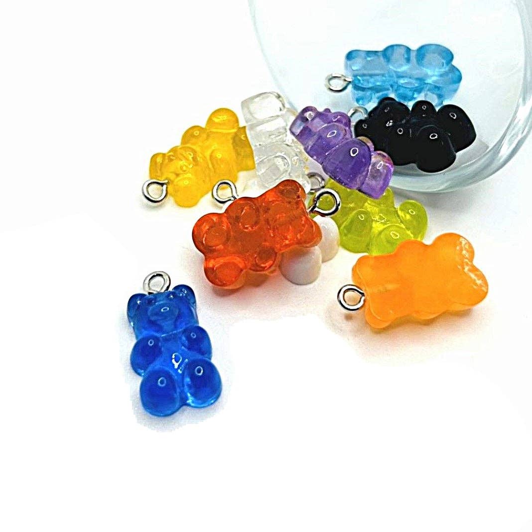 Guerrilla Charm - Wholesale Individual Charm/Pendant - Mix Color Gummy Bear Resin 3D Charms with eye screw, 20x12mm0