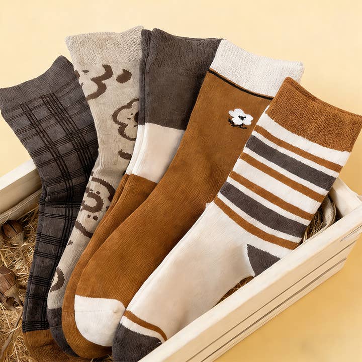 Thick Striped Terry Crew Floor Socks INS_CWMS03367 for wholesale by ACCITY