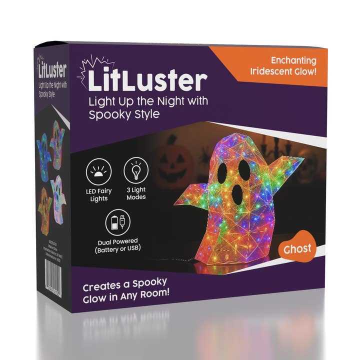 LitLuster LED Holographic Halloween Ghost Decor Lamp (1pc) Battery or USB for wholesale by Showcase