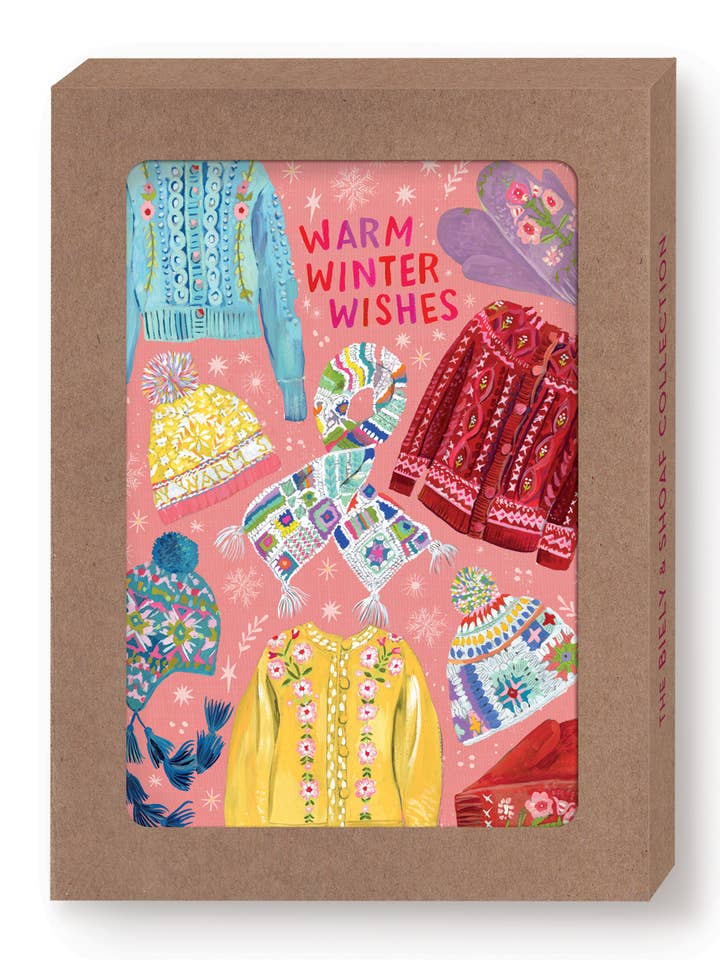 Cozy Sweaters Warm Wishes Boxed Holiday Cards - Set of 10 for wholesale by Biely & Shoaf