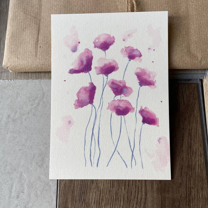 Ruby Velvet Poppy Postcard for wholesale by Myayart
